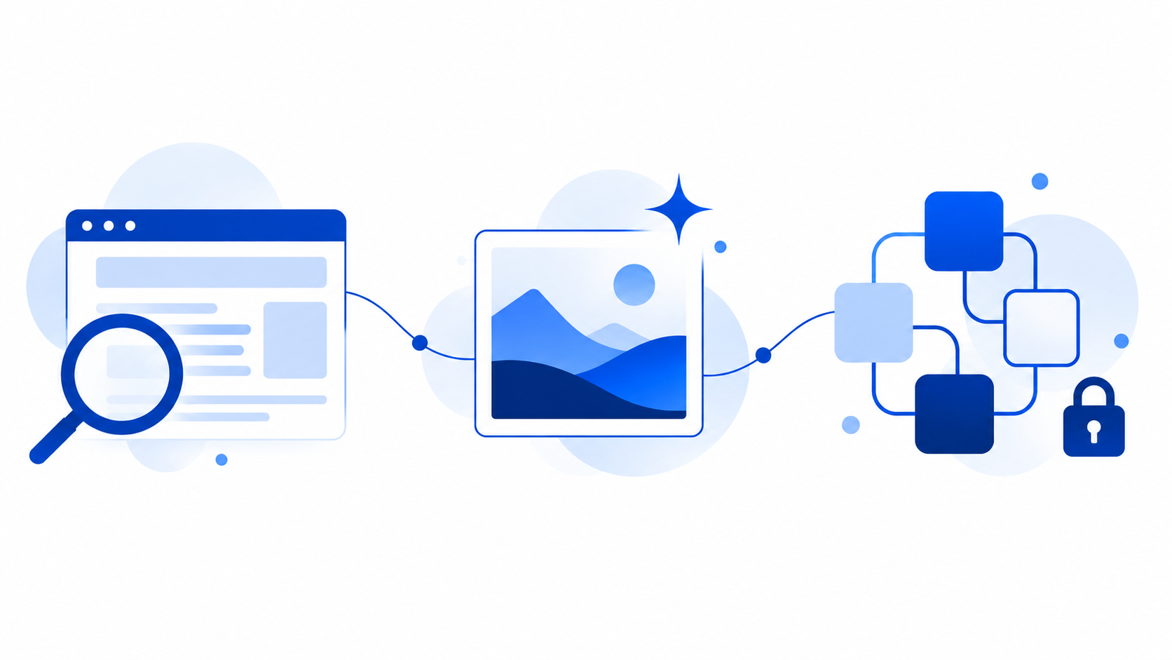 Illustration zu SEO, KI-Bildproduktion und Marketing-Automation